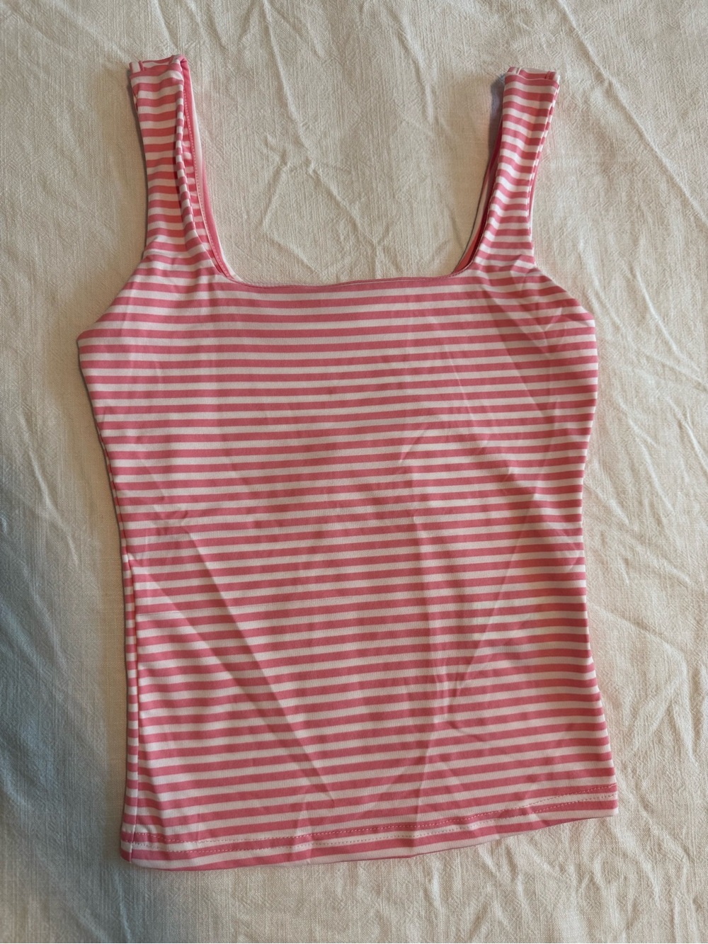 Pink and White Striped Tank Top